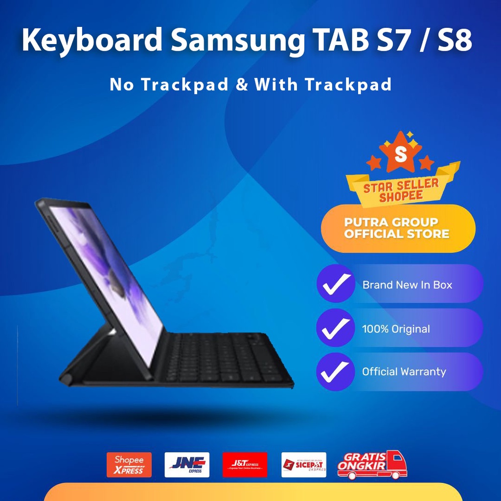 (RESMI) Book Cover Keyboard Samsung Galaxy Tab S8 / S8 Plus / S8 Ultra / S7 FE / S7 Plus Trackpad