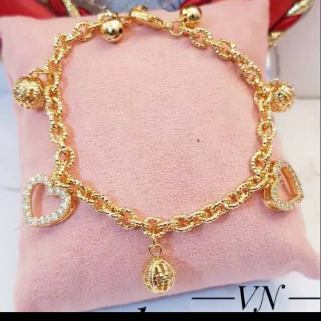 Gelang tangan Rumbai love bolong perhiasan wanita Titanium gold 18k aksesoris fashion wanita