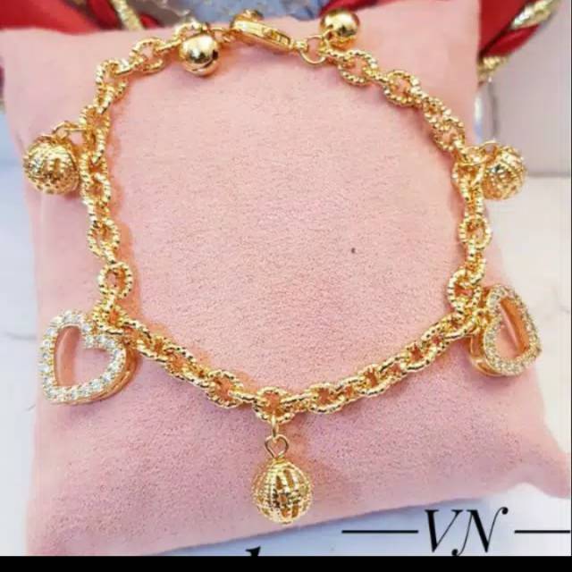 Gelang tangan Rumbai love bolong perhiasan wanita Titanium gold 18k aksesoris fashion wanita