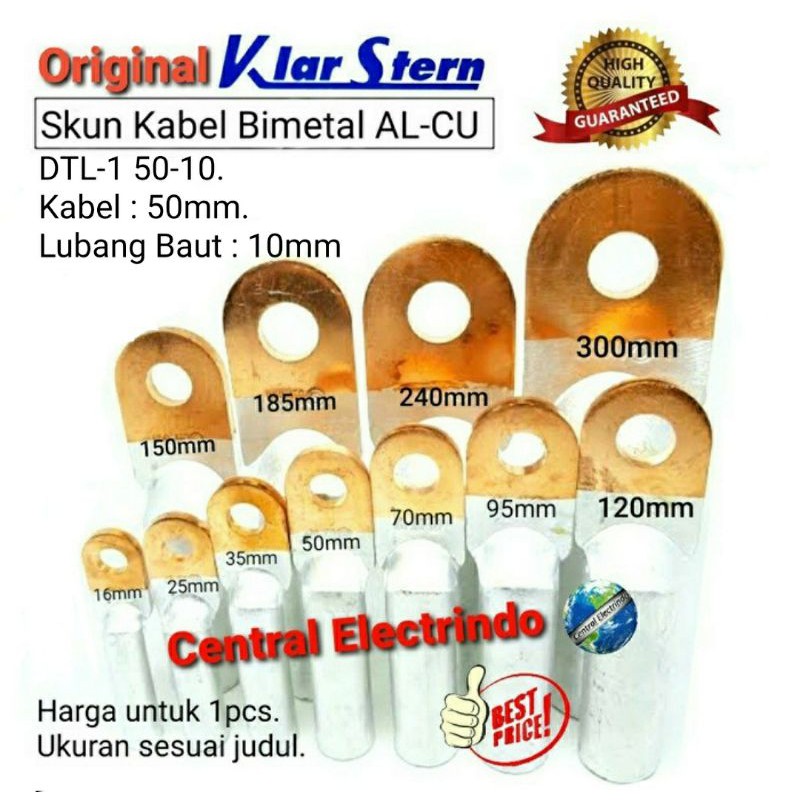 Skun Kabel Bimetal AL-CU DTL-1 50mm-M10 KlarStern High Quality.