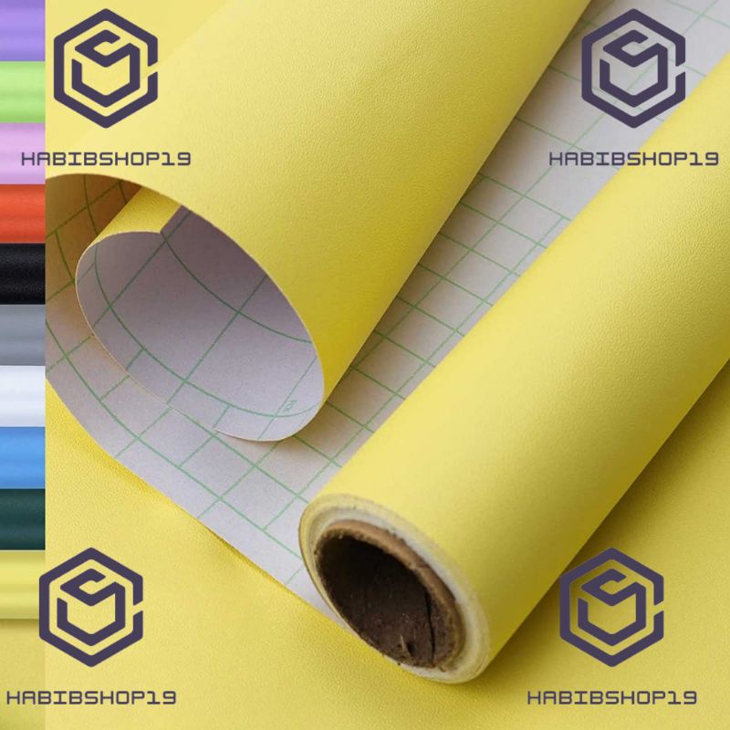 Wallpaper Sticker Dinding Embos Polos Kuning 10mx45cm