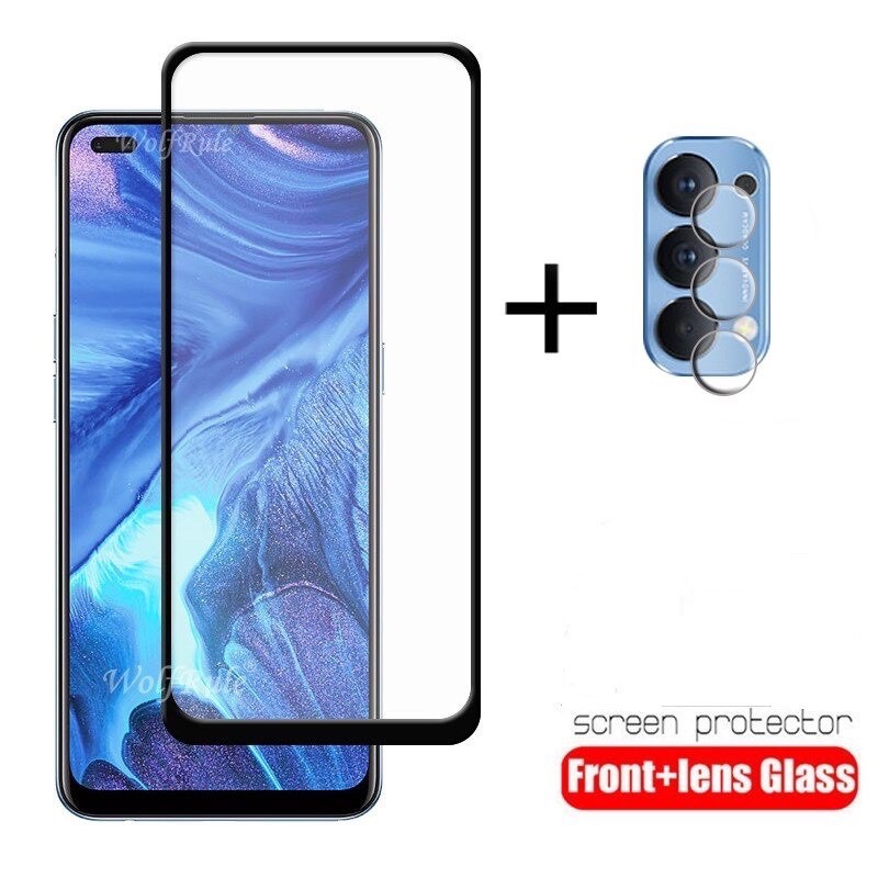 Tempered Glass Full Lem 9D For Oppo Reno 4 New + Tg Camera Lensa 2 in 1