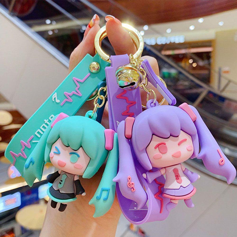 QUINTON Miku Hatsune Gantungan Kunci Perhiasan Hadiah Miniatur Mobil Gantungan Kunci Anime Jepang Darah Panas Anime Key Ring