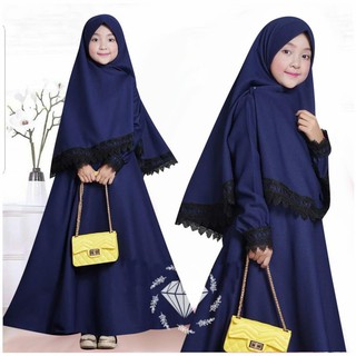 ROHIYA KIDS BAJU  GAMIS  ANAK  MUSLIMAH RENDA USIA  UMUR  12 14  