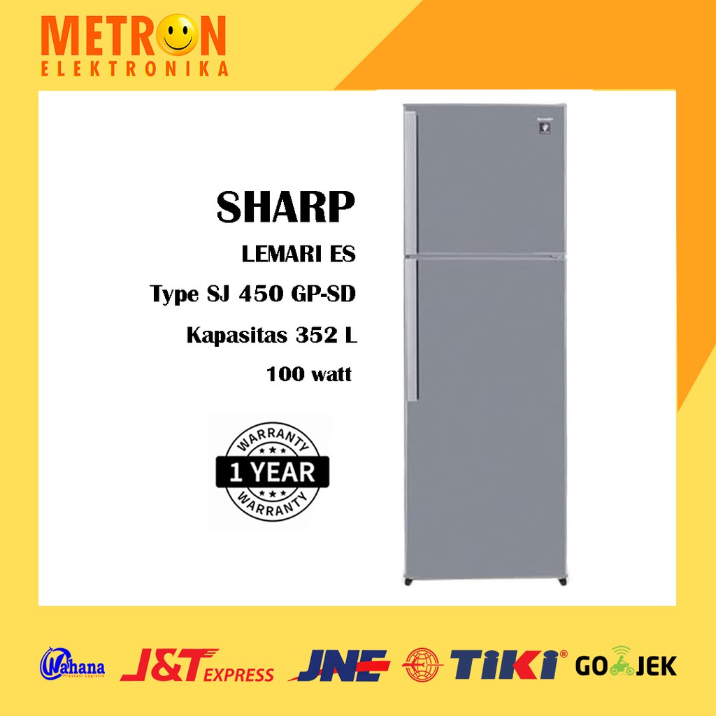 SHARP SJ 450 GP SD / DARK SILVER KULKAS LEMARI ES 2 PINTU BIG KIREI SERIES / SJ450GPSD