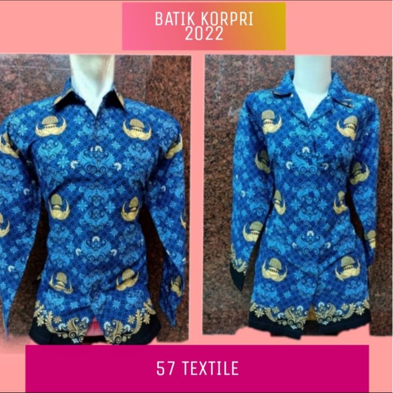Kain Batik KORPRI Baru 2022 Double Border Line / Kain KORPRI Resmi / Kain KORPRI Terbaru Plus Furing