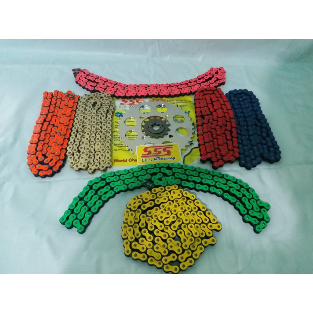 Gir Depan Belakang SSS 415 (Tipis) dan Rantai Berwarna Bukan SSS JUPITER Z1, VEGA ZR, VEGA RR, JUPIT