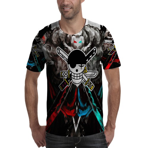 Kaos Roronoa Zoro  One Piece Tshirt Unisex Bahan Polyester Jersey T-SHIRT Fullprint Tees Casual Fash