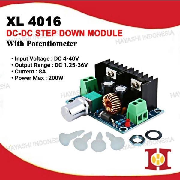 Step Down DC DC 8A 200W Modul Penurun Tegangan Dengan Potensio XL4016