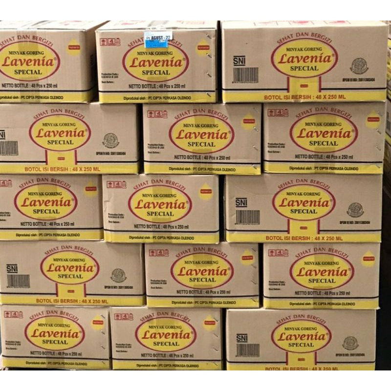 

minyak goreng 250ml kemasan botol lavenia sinai @1Karton(48)