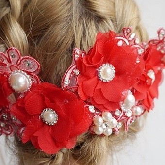 [STOCK TERBATAS] AKSESORIS FASHION HAIRPIECE HEADPIECE PENGANTIN MERAH HWR006