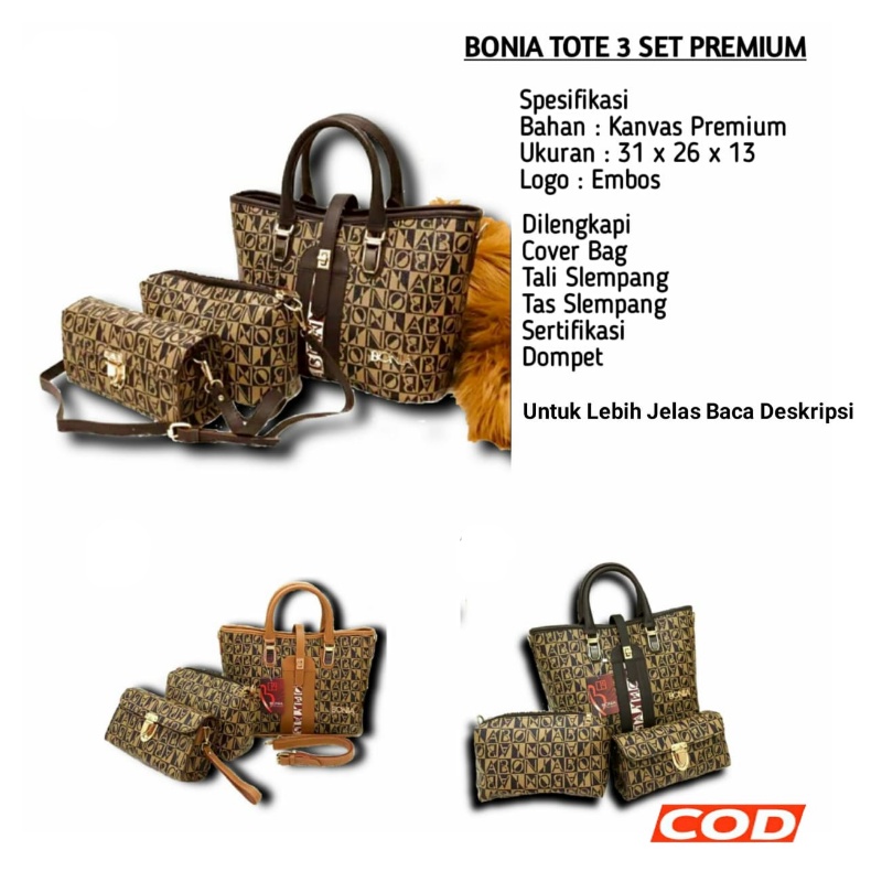TAS WANITA BONIA TOTE PREMIUM 3 SET / TAS BATAM BA02733 TOTE BAG BONIA IMPORT