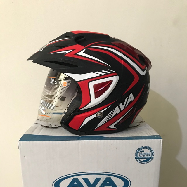 Helm AVA K7 Merah Hitam Dop Falcon Red Black Doff Dof K-7