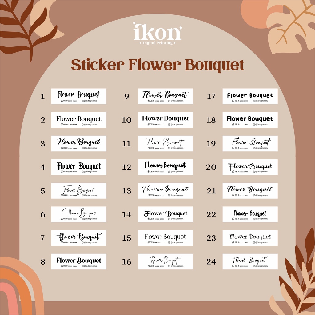 

STICKER FLOWER BOUQUE LANGSUNG TEMPEL UKURAN 3x6 CM / LABEL MEREK / STICKER MEREK BUKAN BORDIR BATCH A