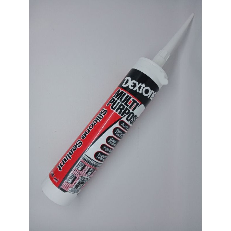 Dextone Lem Silicone Sealant / Lem Kaca Akuarium Aluminium 300 ML Warna Hitam, Putih, Bening