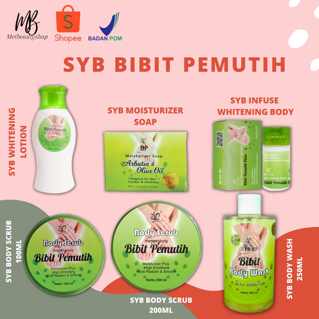 SYB Bibit Pemutih Lotion/Sabun/Bodywash/Scrub/Infus With Arbutin