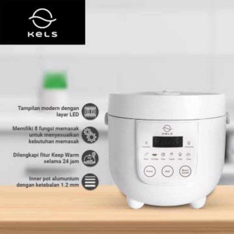Kels 800 Ml Warner Rice Cooker Multifungsi - Putih
