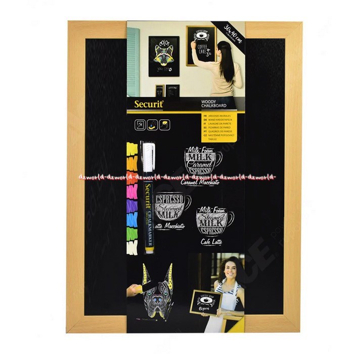 Securit Woody Chalkboard Papan Tulis Hitam Dengan Bingkai 30X40cm Papan Tulis Mini