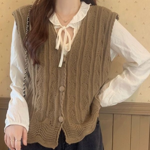 T004 Baju Atasan Rompi vest kancing luaran hijab jilbab lebaran kondangan hari raya main jalan santa