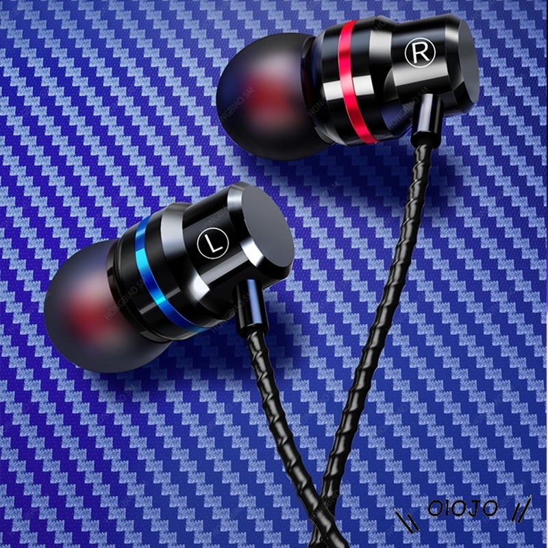 Super Bass Metal Headset Bass Stereo Earphone Headphone Kabel Dengan Mic Telepon Universal - ol