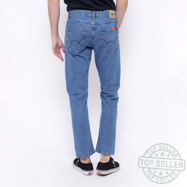 (Celana Murah) Edwin Celana Jeans Roma 02 Slim Fit Pria Panjang warna medium blue - Biru, 27 |DXT