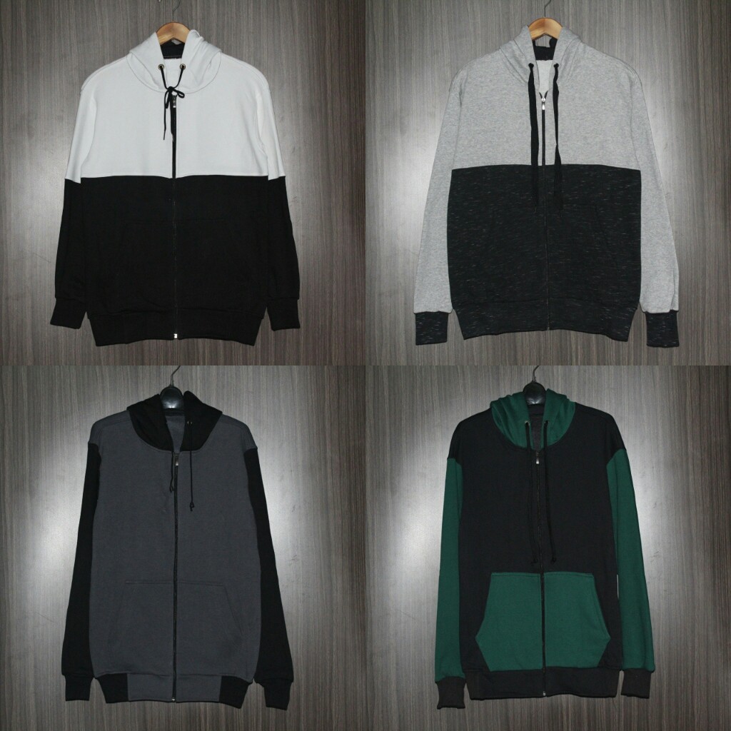 jaket zipper kombi pria