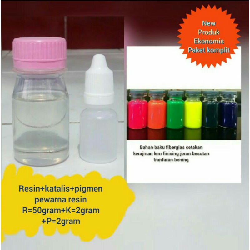 Resin super bening clear+katalis+pigmen satu paket komplit