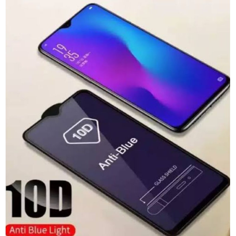 TG Tempered Glass infinix Hot 9 Play Anti gores Blue Radiasi full layar Kaca