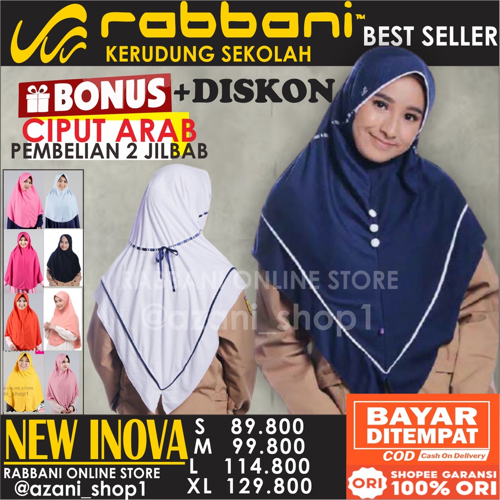 KERUDUNG RABBANI NEW INNOVA ORI | jilbab rabani sekolah SD SMP SMA Terlaris ukuran S M L XL termurah