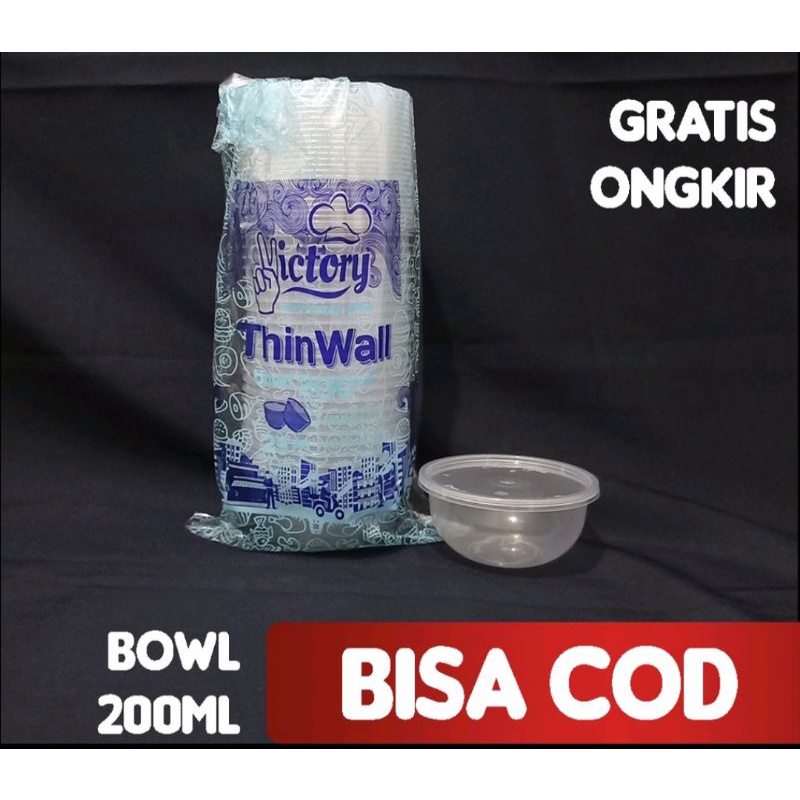 THINWALL 200ML BOWL ISI (500) 1DUS 1 DUS KARGO MURAH PAKET BESAR WADAH MAKAN TAHAN PANAS GULE BERKAT MANGKOK PLASTIK BENING PLASTIK