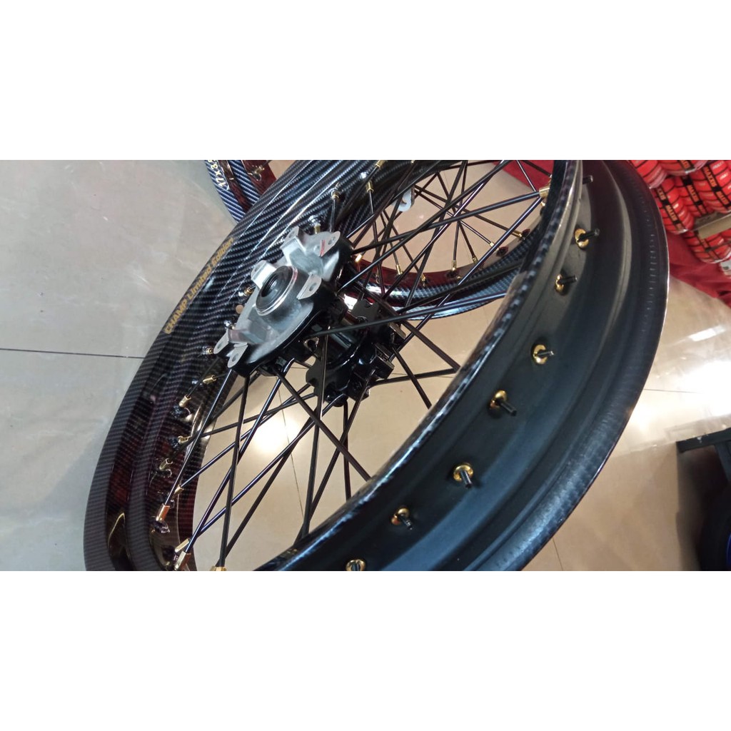 Velg Set Champ CRF Carbon Velg Champ Ori 1 Paket Tromol jari jari velg Ring 17