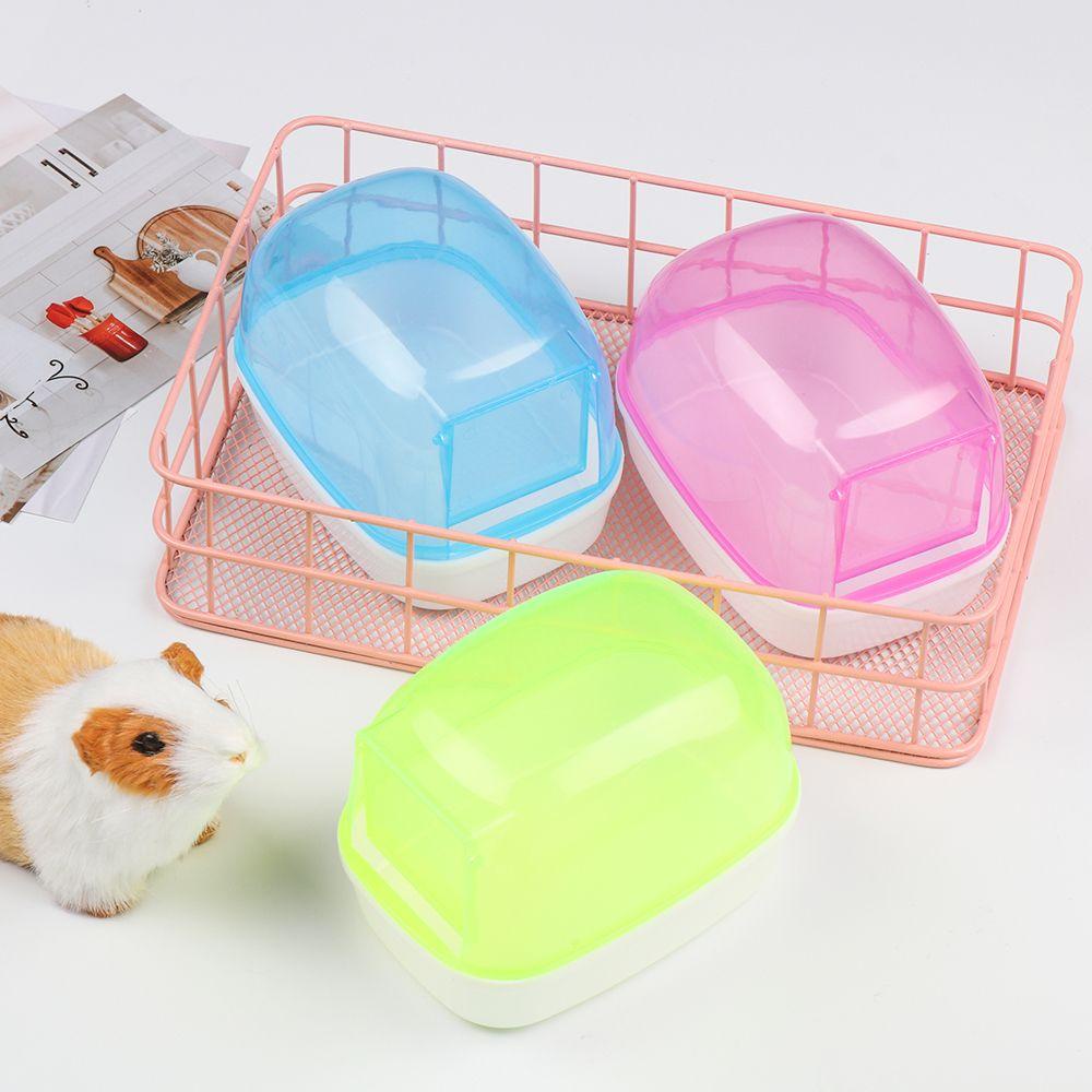 REBUY Rebuy Hamster Kamar Mandi Lucu Mini Pet Penutup Bebas Debu Dengan Pintu Bathtub Pasir Peliharaan