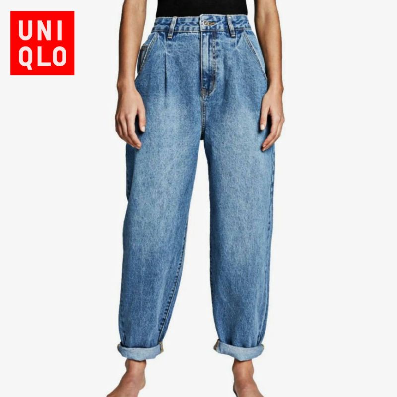 GU Uniqlo celana boyfriend mommy pants preloved baggy jeans bigsize XL second bekas