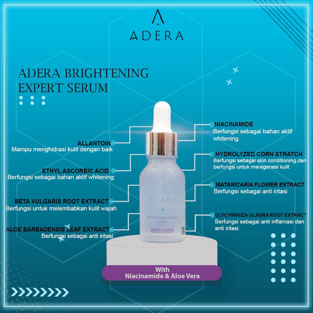Adera Face Serum Wajah Original Glowing Putih Bersih Bebas Jerawat Kusam Flek Bintik Hitam ORIGINAL 100% sudah BPOM-4