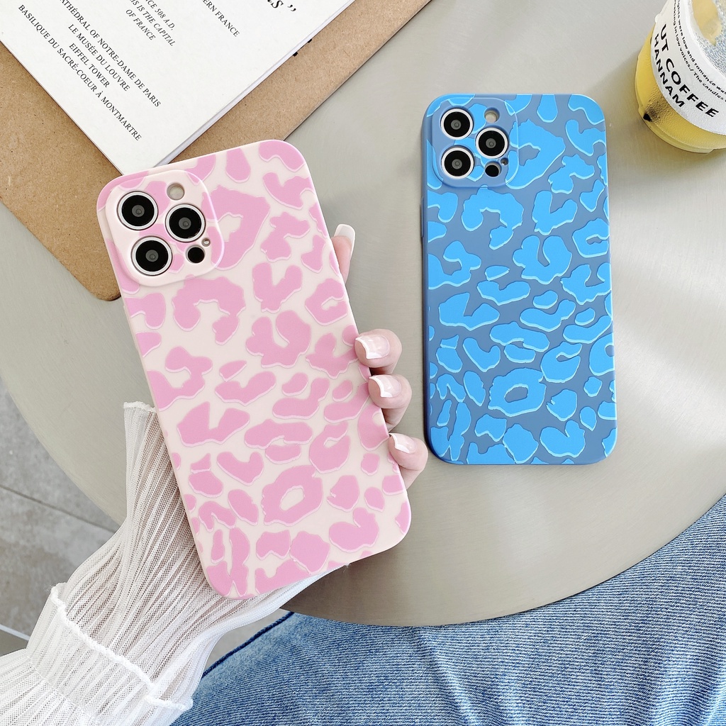 Soft Case iPhone 12 11 Pro Max X Xr Xs 8 7 6 6s Plus Motif Kulit Leopard Silikon Casing Square Edge