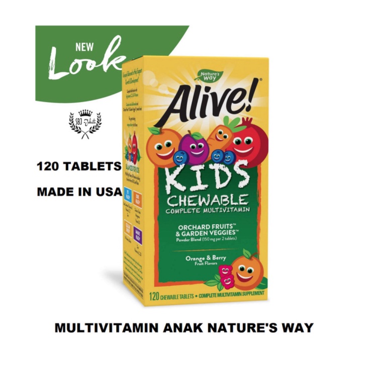 Unik Nature's Way Alive Children Multivitamin Anak 120 tablets MADE IN USA Diskon