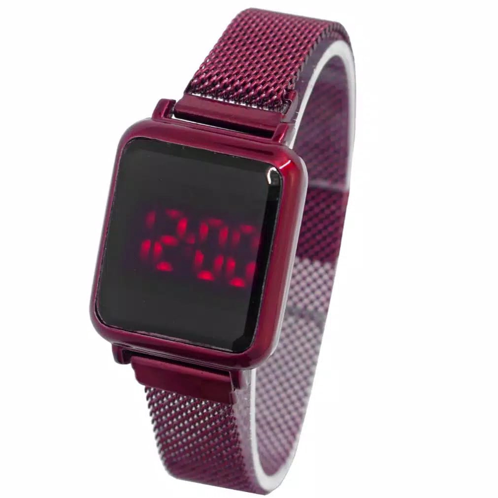 Jam Tangan Wanita Digital Touch Watch Kotak Small Size Strap Magnet Watch Wotch Wtch Jam Jqm Jsm Jaa