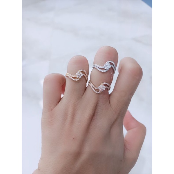 cincin spiral bunga full mp / cincin perak asli silver 925 lapis emas / cincin fashion wanita impor