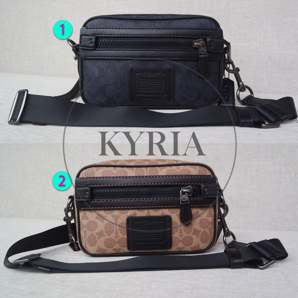 TAS PRIA SELEMPANG BAHU PRIA ACADEMY GRAHAM CROSSBODY BAG SIGNATURE CANVAS BLACK BROWN 69333