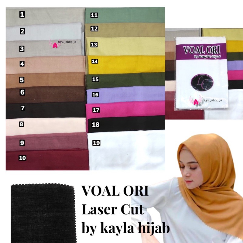 Kerudung Voal Lasercut / Laser Cut Hijab Segi Empat 115 X 115 Kayla Premium