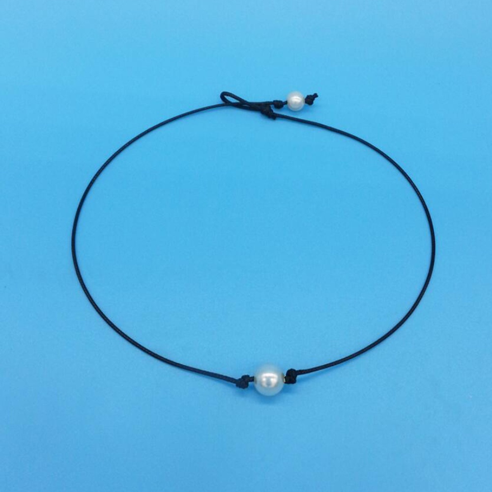 Hu Hu Hu Hu Hu Alat Bantu Pasang Kacamata♡ Kalung Choker Bahan Kulit Imitasi Aksen Mutiara Imitasi Untuk Wanita