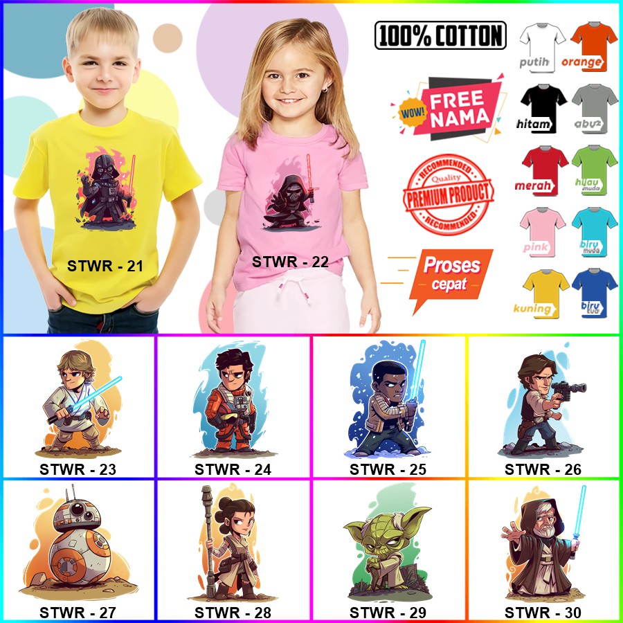 Baju Kaos ANAK DAN DEWASA STAR WARS COUPLE (FREE NAMA)