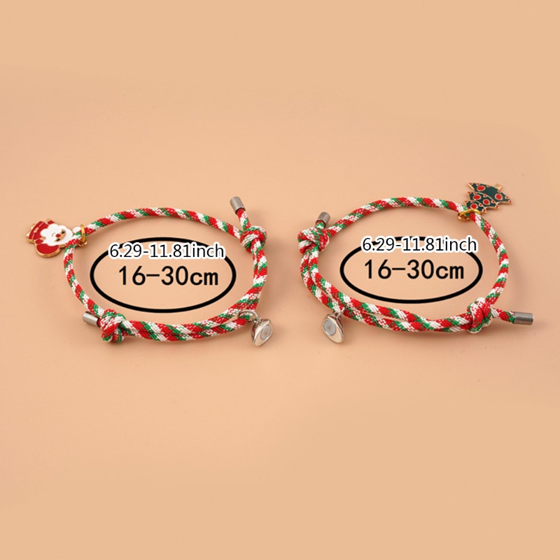 2pcs Gelang Tali Dengan Liontin Santa Claus Untuk Pasangan