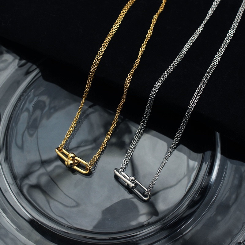 Kalung U bentol rantai nori double titanium korea style anti karat - ercassia