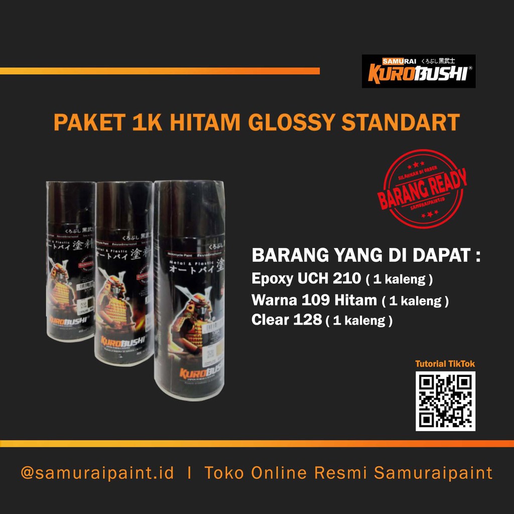 Paket 1K Hitam Glossy Standart, Samuraipaint, Cat Semprot