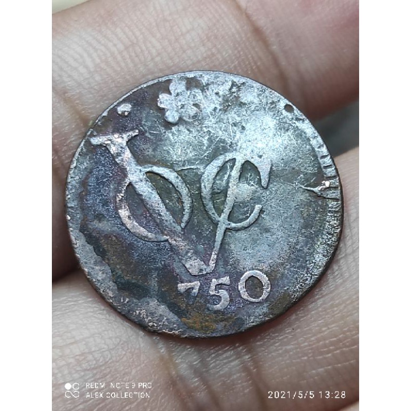 koin voc holland 1 duit 1750 nice detail