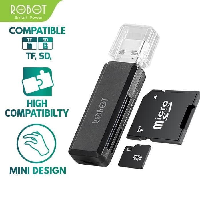 Robot CR102 Card Reader USB 3.0 Dual Slot Card SD/TF Garansi Resmi Original garansi product 1 year