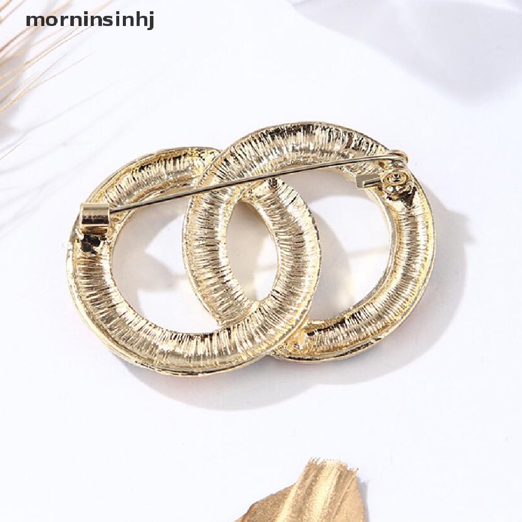 Mornin Bros Pin Enamel Desain Lingkaran Ganda Hias Mutiara Untuk Aksesoris Mantel Wanita