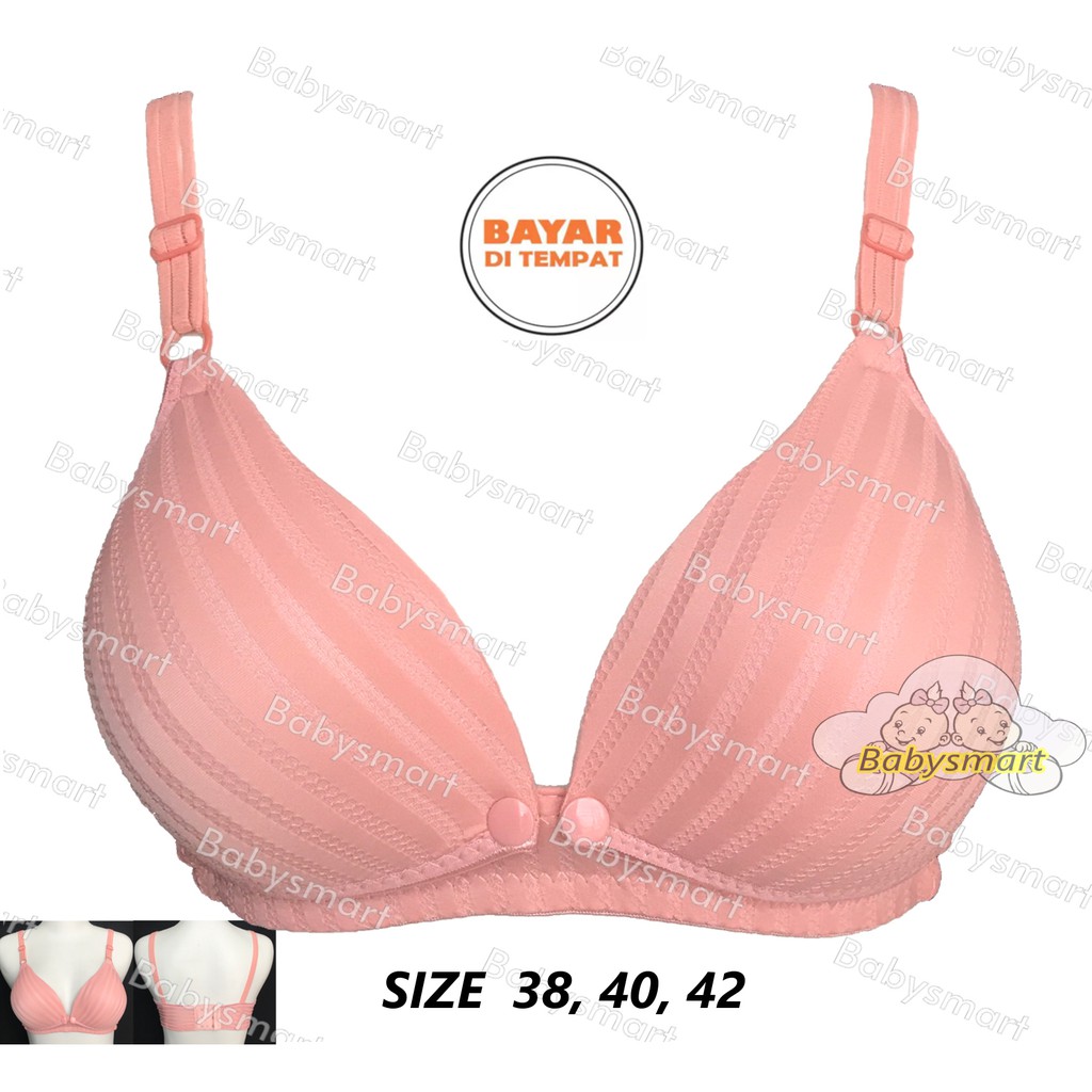 Babysmart - BH / Bra Ibu Menyusui/Nursing BRA YSK 2093 Motif SALUR Dengan Busa Tanpa Kawat CUP BESAR