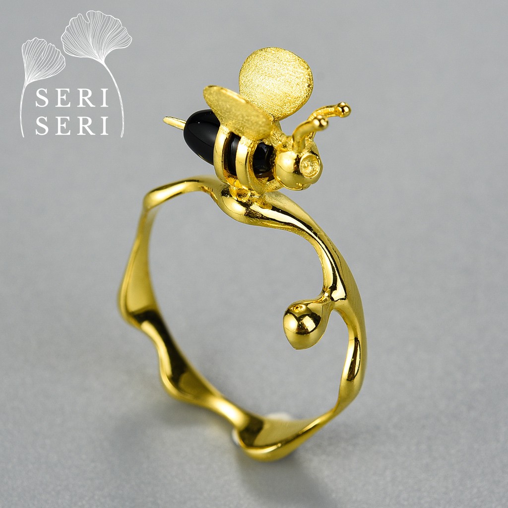 SERI SERI Dripping Honey Bee Perak 925 Asli Cincin Sterling Silver